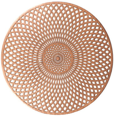 PVC Hollow Placemat Round Woven Shiny Non Slip Decorative Tableware Coaster 39cm 